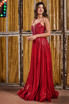 Red Tiffany 16189 dress with A-line silhouette