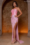 Pink Rachel Allan 70740 dress with slit 