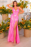 Fuchsia dress with plunging neckline Clarisse 810920