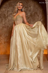 Gold beaded dress by Rachel Allan 70812