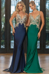 PS25158 Gown with Train and V-neck