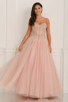 Colette CL6111 A-line in Pink, front view highlighting pockets and soft glitter tulle