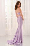 Colette CL6149 back angle in Lilac showing open back and low-back ruching