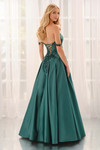 Colette CL6151 back angle in Hunter Green showing lace-up corset and full skirt