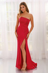 Scarlet CL6201 front view highlighting fitted silhouette and slit.