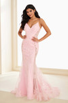 Candy Pink version of EW37222 highlighting sweetheart bodice and sleek flare, front view.