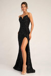 Portia and Scarlett PS26424C black sequined evening gown with plunge
