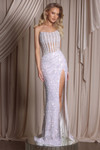 Portia and Scarlett PS26430C white strapless gown with sleek train