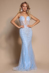 Portia and Scarlett XO019 sky blue prom gown with beadwork