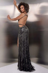 Jasz Couture 7906 in Black back view showcasing open low back and strappy details