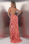 Jasz Couture 7926 in Orange back view displaying open low back and vibrant design