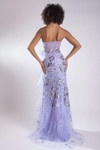 Jasz Couture 7960 in Lilac back view displaying straight across back and beaded lace details