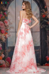Colors Dress 3811 with floral print chiffon fabric and mid-open back with zipper closure.