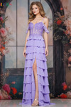 Colors Dress 3820 in Lavender with plunging sweetheart neckline and chiffon straps.