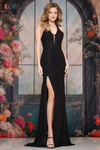 Colors Dress 3821 in Black with fitted silhouette and sparkling lace detail.