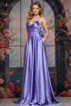 Colors Dress 3851 in Lavender with pleated bodice and keyhole cutout.