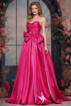 Colors Dress 3860 in Hot Pink with wrapped bodice and oversized statement bow.