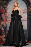 Colors Dress 3860 in Black with mirrored Mikado fabric and sweetheart neckline.