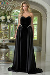 Colors Dress 3861 in Black with luxurious velvet bodice and satin overlay.