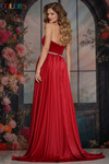 Colors Dress 3861 in Red back view showing mid-open back and elegant train effect.