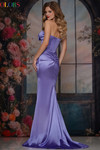 Colors Dress 3890 in Lavender with a fitted silhouette, thigh-high slit, and mid-open zipper back.