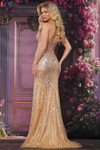 Colors Dress 3891 in Gold back view showing mid-open back and sparkling sequin embellishment.