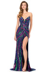 Ashley Lauren 11236 in Multi/Navy showcasing vibrant beading and strapless neckline.
