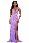 Ashley Lauren 12150 in Hot Pink/Orchid with strapless sweetheart neckline and thigh-high slit.