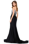 Ashley Lauren 12154 in Black with scoop neckline, fit-and-flare jersey skirt, and V-back zipper.