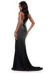 Ashley Lauren 12181 in Black back view showing lace-up closure and cascading beadwork.