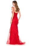 Ashley Lauren 12186 in Red back view showing elegant scoop back and lace detailing.