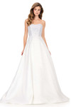 Ashley Lauren 12192 in Ivory with crystal and pearl embellishments and a structured Mikado finish.
