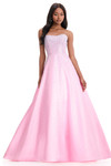 Ashley Lauren 12192 in Ice Pink with crystal and pearl beading and a strapless neckline.