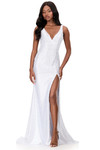 Ashley Lauren 12194 in White with scattered pearls, heat-set stones, and an open back.