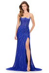 Ashley Lauren 12195 in Royal Blue with swirling press-on beading and illusion neckline.