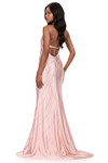 Ashley Lauren 12206 in champagne with press-on stones and open back strap detail.