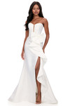 Ashley Lauren 12212 in White with statement bow detail and strapless sweetheart neckline.