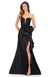 Ashley Lauren 12212 in Black with dramatic bow detail and fitted Mikado silhouette.
