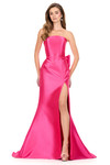 Ashley Lauren 12215 in Fuchsia with sleek fitted silhouette and front slit.