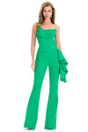 Ashley Lauren 12233 in Green with asymmetrical one-shoulder design and flared pant legs.