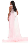 Ashley Lauren 12293 back view in Ice Pink showcasing voluminous organza and ruffled hem detail.