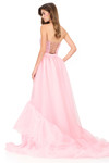 Ashley Lauren 12294 ice pink lightweight organza overskirt and cascading ruffle hem.