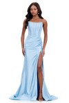 Ashley Lauren 12356 in sky blue with pearl beading and a fitted silhouette.