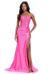 Ashley Lauren 12356 in pink with a strapless scoop neckline and fully beaded jersey fabric.