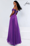 Johnathan Kayne 3217 in Purple back view showcasing zipper closure and draped chiffon.