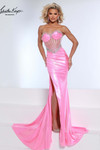 Johnathan Kayne 3233 in Bubblegum with crystal embellished bodice and thigh-high slit.