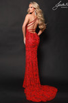 Johnathan Kayne 3241 in Red back view of open strappy back detail.