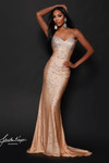 Johnathan Kayne 3245 in Light Nude with crystal scallop embellishments and a fitted silhouette.