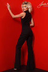 Johnathan Kayne 3248 in Black with a sleeveless tailored silhouette and wide-leg fit.