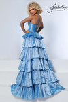 Johnathan Kayne 3263 in Powder Blue back view showing lace-up closure and cascading ruffles.